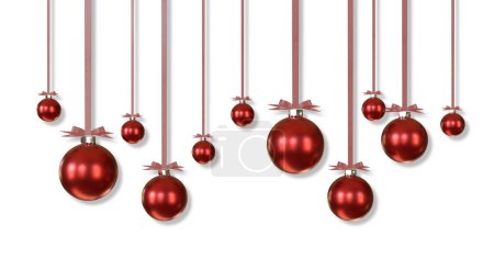 Téléchargez les photos : Boules de Noël rouge profond avec ruban et noeud - en image libre de droit