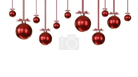 Photo for Deep Red christmas baubles with ribbon and bow - Royalty Free Image