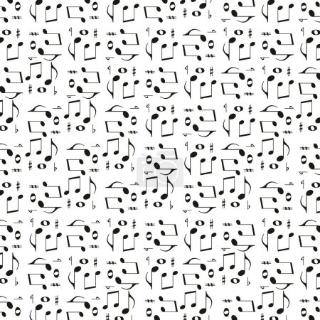 Photo for Musical symbols motif black and white background pattern - Royalty Free Image