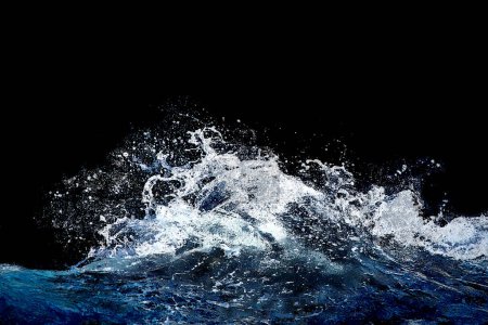 High contrast artistic photo of wild waves crashig over black background