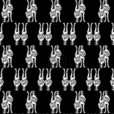 Foto de Monstruo mujer dibujo incompleto motivo blanco y negro patrón - Imagen libre de derechos