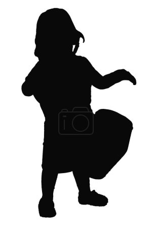 Boy playing tamboril candombw drum isolated black graphic silhouette