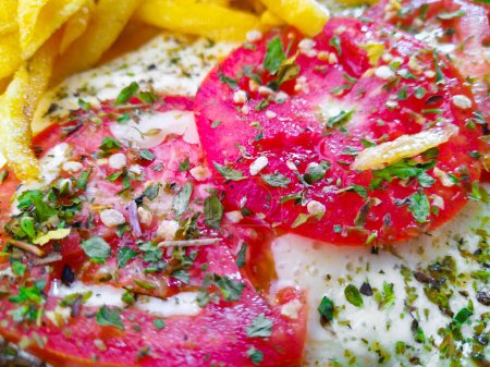 Closeup detail shot of traditional argentina napolitana milanese food