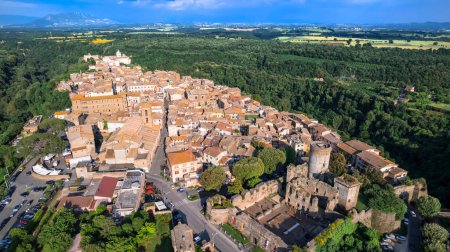 Photo for Italy travel and landmarks. Famous historic Etruscan city Nepi in Tuscia, Viterbo province. Popular tourist destination and attration. Aerial drone view - Royalty Free Image