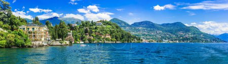 Téléchargez les photos : Lacs italiens les plus pittoresques - Lac Majeur. vue panoramique sur le magnifique village de Verbania. Destinations de voyage Italie - en image libre de droit