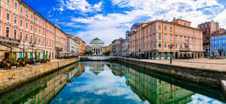 Landmarks and beautiful places (cities) of northern Italy - elegant Trieste town with charming streets and canals