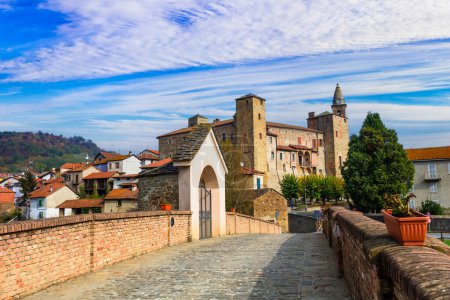 Italy. impressive medieval Bormida monastery and castle in regione Asti in Piemonte (Piedmont)
