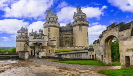 Famous french castles - Impressive medieval Pierrefonds chateau. France, Oise region