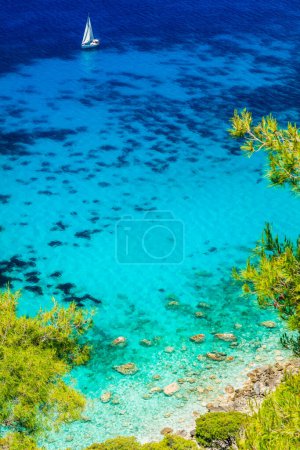 Turquesa hermosas playas de Lefkada isla witjj mar cristalino .Greece, Islas Jónicas. Destinos griegos de verano
