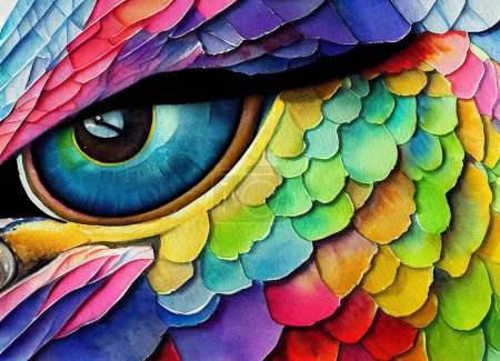 Painted watercolor illustration of an eye. Detail and sparkle in this creative drawing.