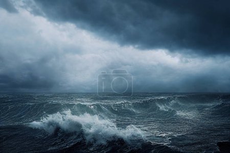 Photo for Creative illustration of clouds in the sky. Stormy clouds over stormy seas. - Royalty Free Image