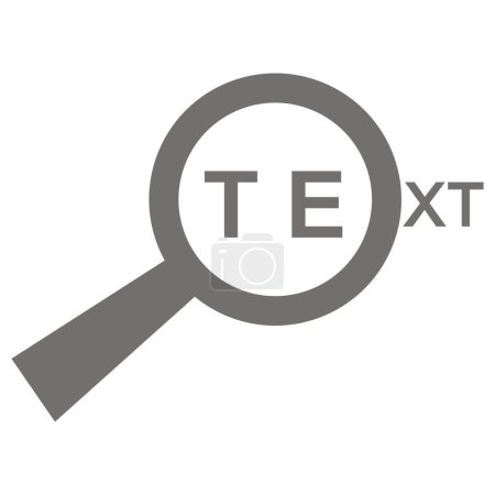Illustration for Search text with magnifier. Isolated vector illustration web browsers, black illustration. Transparent design. - Royalty Free Image