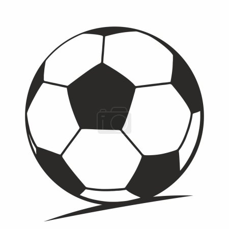 Illustration for Soccer ball with shadow, sports equipment, black and white illustration on white background, vector icon - Royalty Free Image