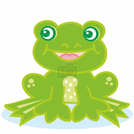 Illustration for Cheerful green frog, smile face, vector illustration on white background - Royalty Free Image