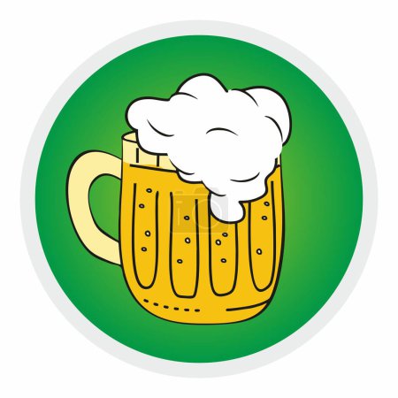 Ilustración de Plantilla de montaña rusa de cerveza, ale, marco de círculo, fondo verde, icono de vector, símbolo, ilustración - Imagen libre de derechos
