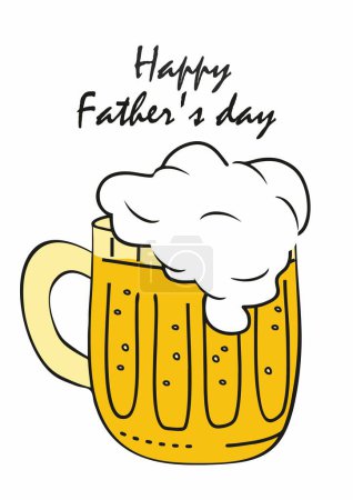 Ilustración de Día del Padre, tarjeta de celebración, pinta de cerveza y texto, ilustración vectorial - Imagen libre de derechos