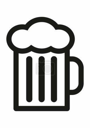 Ilustración de Vaso de cerveza, pinta, símbolo web negro, icono de vector - Imagen libre de derechos