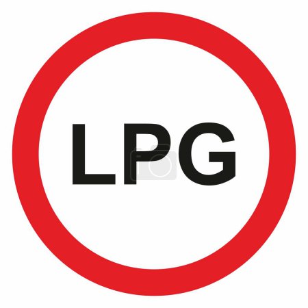 Illustration for No transit transport LPG , no entry for LPG vehicle, roadsign, vector - Royalty Free Image