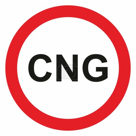 Illustration for No transit transport CNG, no entry for CNG vehicles, roadsign, traffic sign, prohibition of parking in underground garages, vector - Royalty Free Image