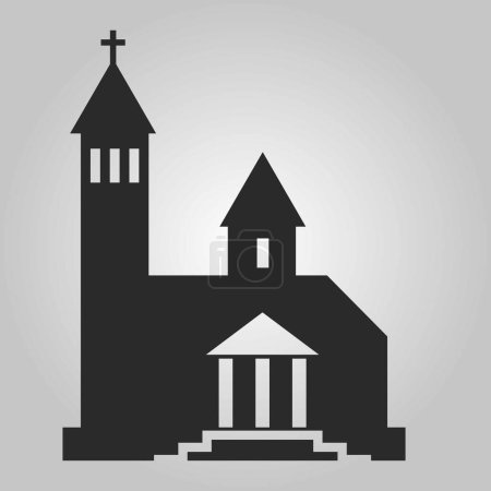 church, black silhouette, famous place symbol, landmark, vector icon on transparent background