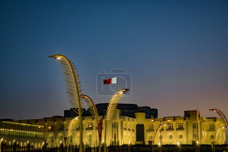 Téléchargez les photos : Doha, Qatar : 15 septembre 2023 : L'Amiri Diwan de l'Etat du Qatar est l'organe souverain et le bureau administratif de l'Amir. C'est le lieu de travail officiel et le bureau de l'émir de l'État du Qatar. - en image libre de droit