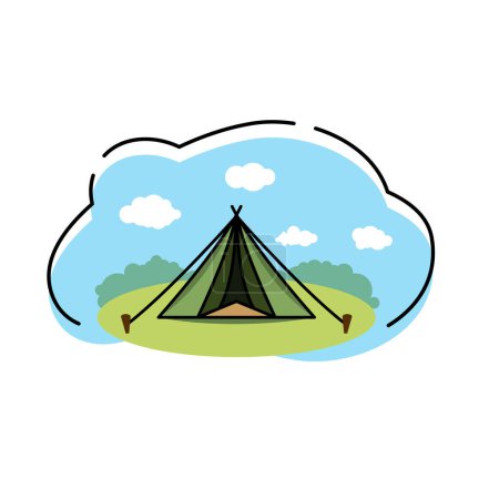 Téléchargez les photos : Élément de tente de camp Conception d'icône vectorielle - en image libre de droit