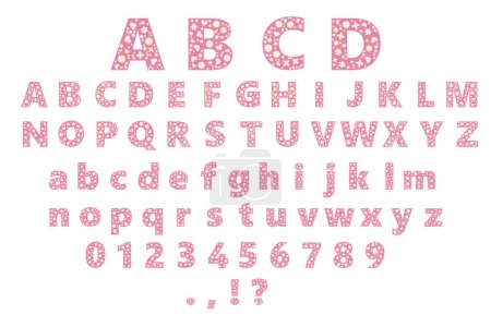 Illustration for Heartfelt Blooms Display Alphabet - Whimsical Typeface with Pink Hearts and Floral Accents - Royalty Free Image