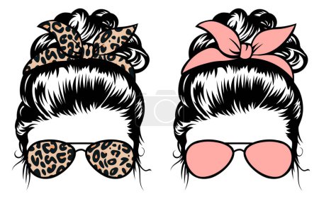 Embrace the stylish chaos of mom life with this trendy messy bun graphic design! Perfect for creating personalized apparel, accessories, and more, this vector design features a chic messy bun hairstyle accented with fashionable leopard print details.