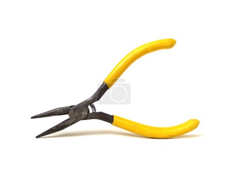 Photo for Yellow handle isolated on white background. Close up of handyman tool. - Royalty Free Image