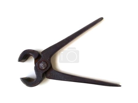 Photo for Old pincers pliers isolated on white background. Close up of hand tool. - Royalty Free Image