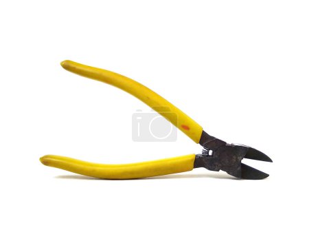 Photo for Rusty cutting pliers isolated on white background. Close up of handyman tool. - Royalty Free Image