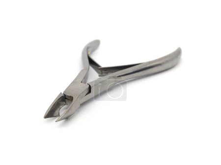 Photo for Stainless steel nail scissors isolated on white background. - Royalty Free Image