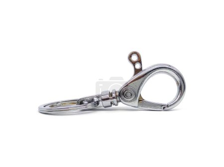 Photo for Key chain isolated on white background. Close up of alloy key ring. - Royalty Free Image