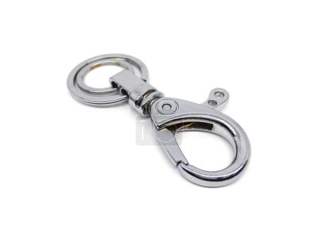 Photo for Key chain isolated on white background. Close up of alloy key ring. - Royalty Free Image