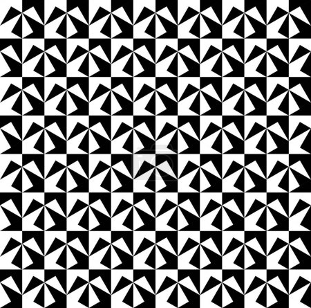 Abstract geometric shape seamless pattern background vector. Black and white arrow head, rectangles, triangles repeating pattern.