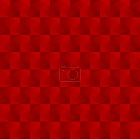 Forma geométrica abstracta sin costura patrón vector de fondo. Rojo 3d cuadros, rectángulos, zigzag patrón de repetición.