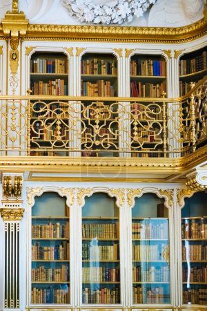 Téléchargez les photos : Une excellente bibliothèque classique à l'intérieur d'un ancien palais. - en image libre de droit
