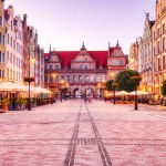 Old Square with Swiety Duch Gate in Gdansk at Dusk, Poland, Europe