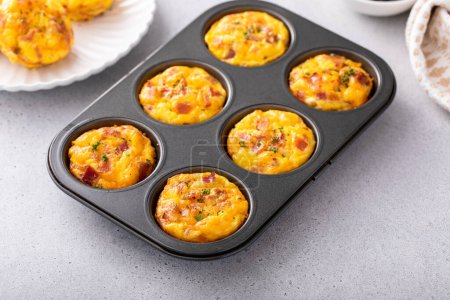 Egg muffins with bacon and cheddar, healthy egg bites for breakfast