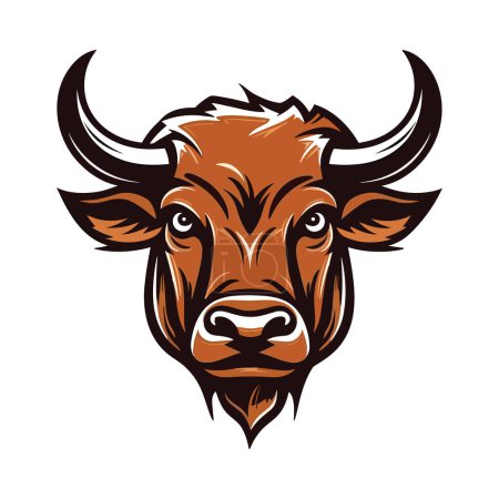 La mascota cabeza de toro. Diseño del logotipo. Ilustración para imprimir en camisetas.