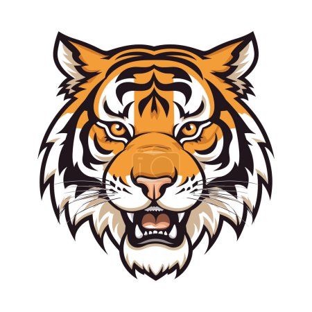 La mascota cabeza de tigre. Diseño del logotipo. Ilustración para imprimir en camisetas.