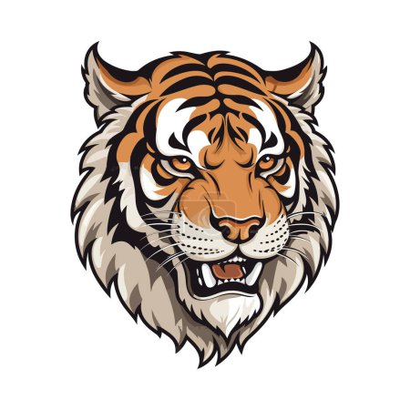 Ilustración de La mascota cabeza de tigre. Diseño del logotipo. Ilustración para imprimir en camisetas. - Imagen libre de derechos