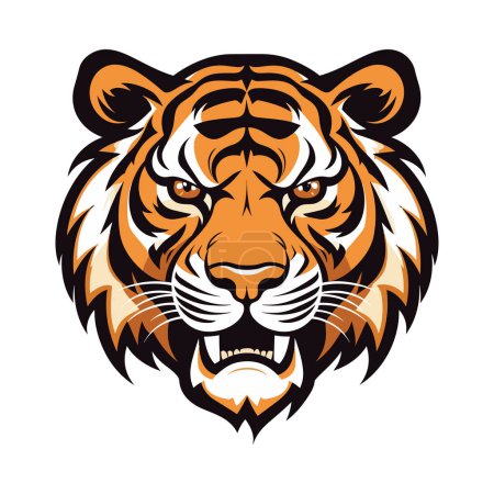 Ilustración de La mascota cabeza de tigre. Diseño del logotipo. Ilustración para imprimir en camisetas. - Imagen libre de derechos