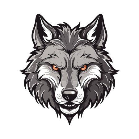 Ilustración de La mascota cabeza de lobo. Diseño del logotipo. Ilustración para imprimir en camisetas. - Imagen libre de derechos