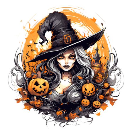 Illustration for T-shirt or poster design with illustration on Halloween theme - Royalty Free Image