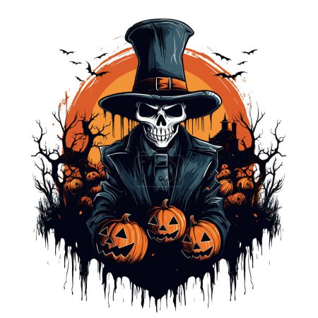 Ilustración de Camiseta o diseño de póster con ilustración sobre el tema Halloween - Imagen libre de derechos