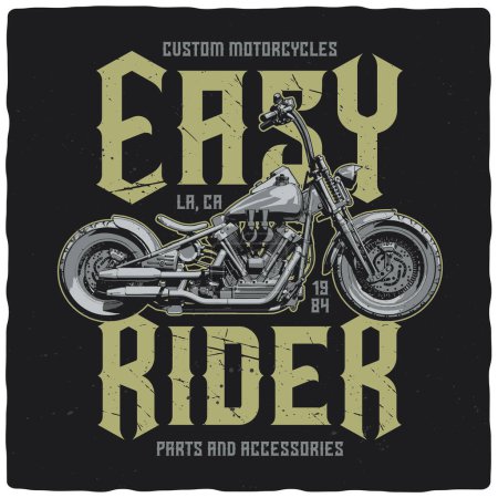 Illustration for T-shirt or poster design with illustration of a motorcycle - Royalty Free Image
