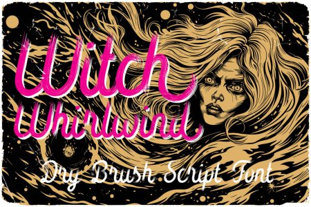 Illustration for Step into the hauntingly nostalgic world of 80s horror films with 'Witch whirlwind' a meticulously handcrafted font that channels the chilling essence of vintage movie posters. - Royalty Free Image