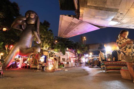 Photo for Bangkok, Thailand - March 11th, 2023: Changchui is known as the plane night market. This unique place provides different vibes in the daytime and after sunset. You and your loved ones and perhaps also your naughty ones can enjoy a variety of cuisines - Royalty Free Image