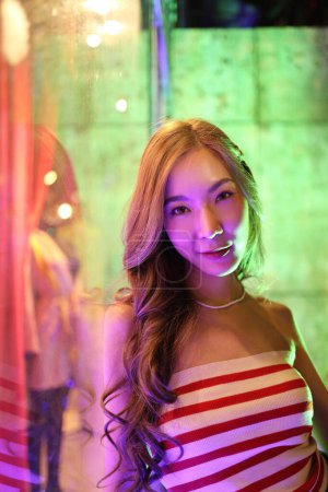 Photo for The cute Asian girl traveling at the Thailand night market in the daytime and nighttime. - Royalty Free Image